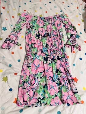 Lilly Pulitzer Pink, Green & Navy Floral Sundress Romper